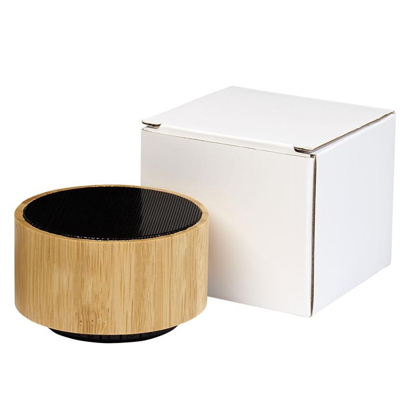 Customized Eco-Friendly Bamboo Bluetooth Speaker with Ambient Lights & Built-in Mic